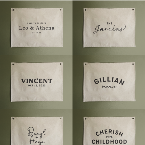 Large Custom Text Canvas Banner, Natural